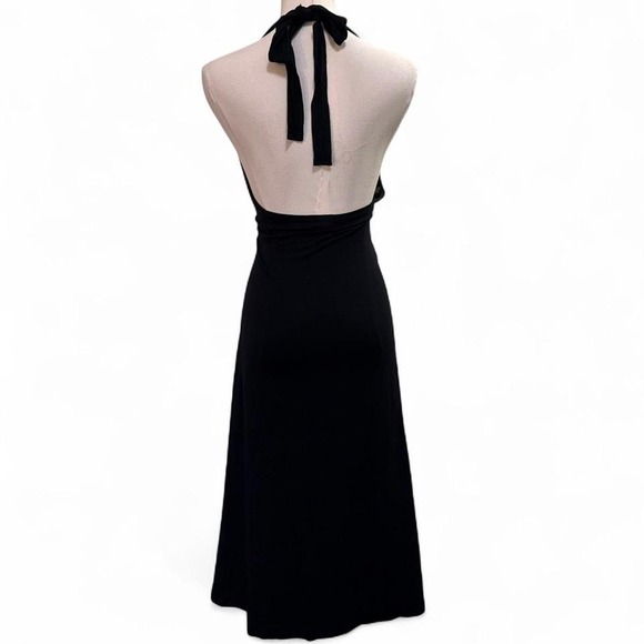 Bella Swan Black Halter Y2K Dress Beaded Flowy Size Small Fairycore - Picture 4 of 7